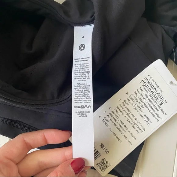 lululemon | Women's Align Asymmetric Long Sleeve Shirt Size 4 NWT Color: Black - Picture 5 of 6